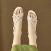Krazing Pot Cow Skin Thick Med Heels Peep Toe Summer Size 42 Brand Shoes Concise Design Gladiator Elegant Women Sandals