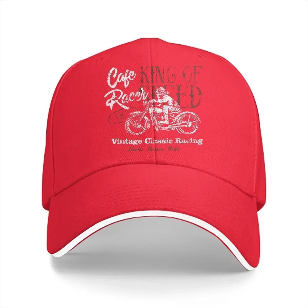 

Washed Unisexs Baseball Cap Cafe Racer Speed King Trucker Snapback Caps Dad Hat Motorcycle Golf Hats Adjustable