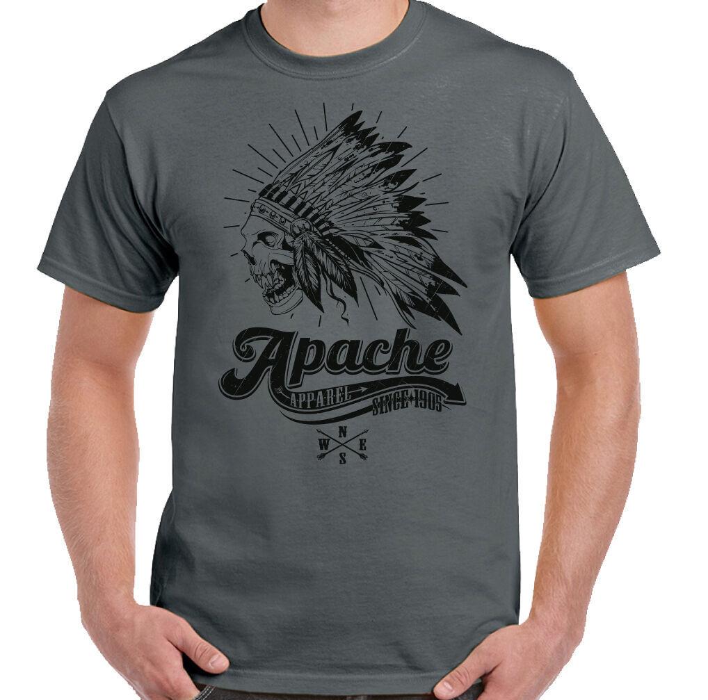 26 Indian Skull T-Shirt Apache Apparel Mens Headdress Motorcycle Biker Tattoo Bike Unisex T-Shirt XXXXL