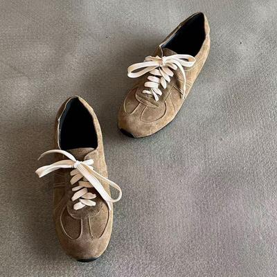 Sheepskin Version~ 2025 New Retro Niche Round Head Lace-up Flat Bottom Casual Sports Fashion Low-top German Training Shoes Women