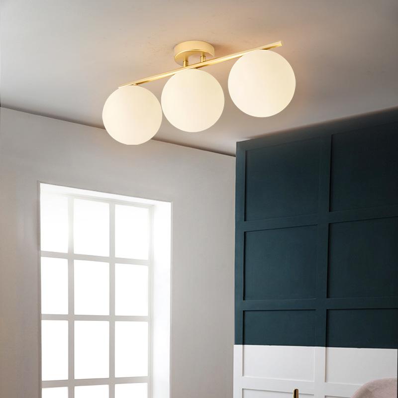 LED Glass Ceiling Light Milk White Ball For Living Room Entrance Hallway Bedroom Restroom Study Checkroom Indoor Lighting