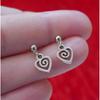 Heart-Shaped Spiral Silver Stainless Steel Ball Head Earrings