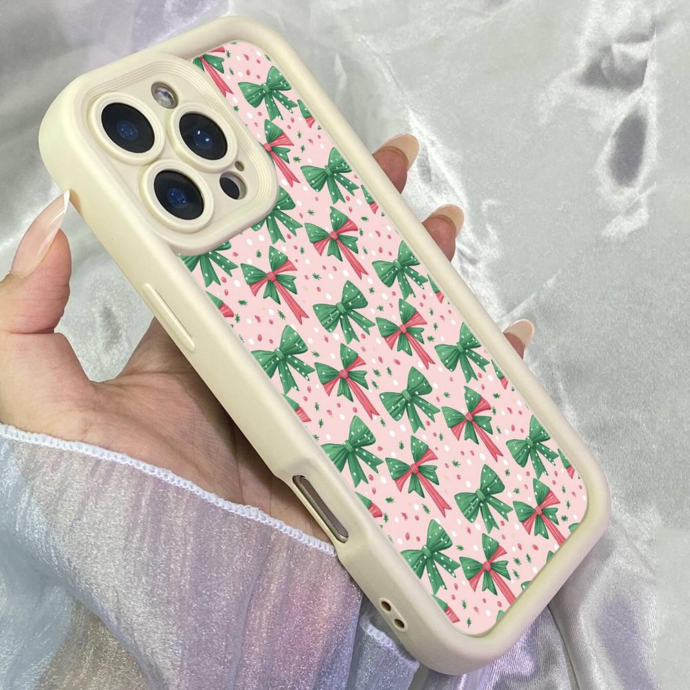 JT161 Christmas Snowman Bow for iPhone 17 16 15 14 Pro Max Samsung S26 S25 Ultra A17 A16 A07 A56 A06 Xiaomi 15T Redmi 15c 14C Note 14 13 Soft TPU Case