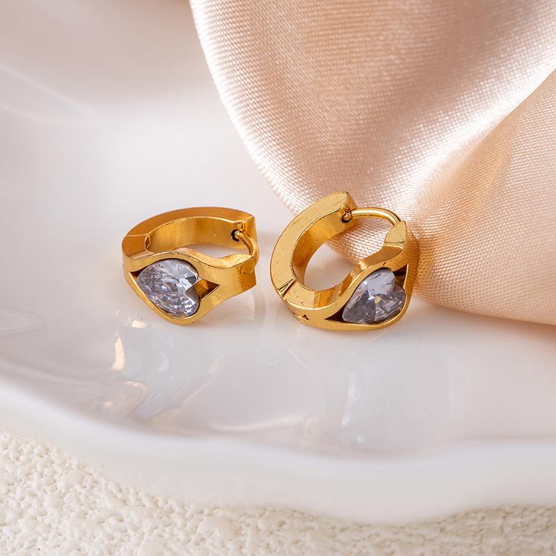 Elegante Wassertropfen Lila Zirkon Rhombus Titanstahl Ohrringe - Damen Hochwertige Nicht-verblassende Herzstecker