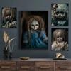 Vintage Gruselige Puppe Poster Blondes Haar Rissiges Gesicht Gotische Verfluchte Puppe Drucke Leinwandbild Wandbild Heim Wohnzimmer Dekor