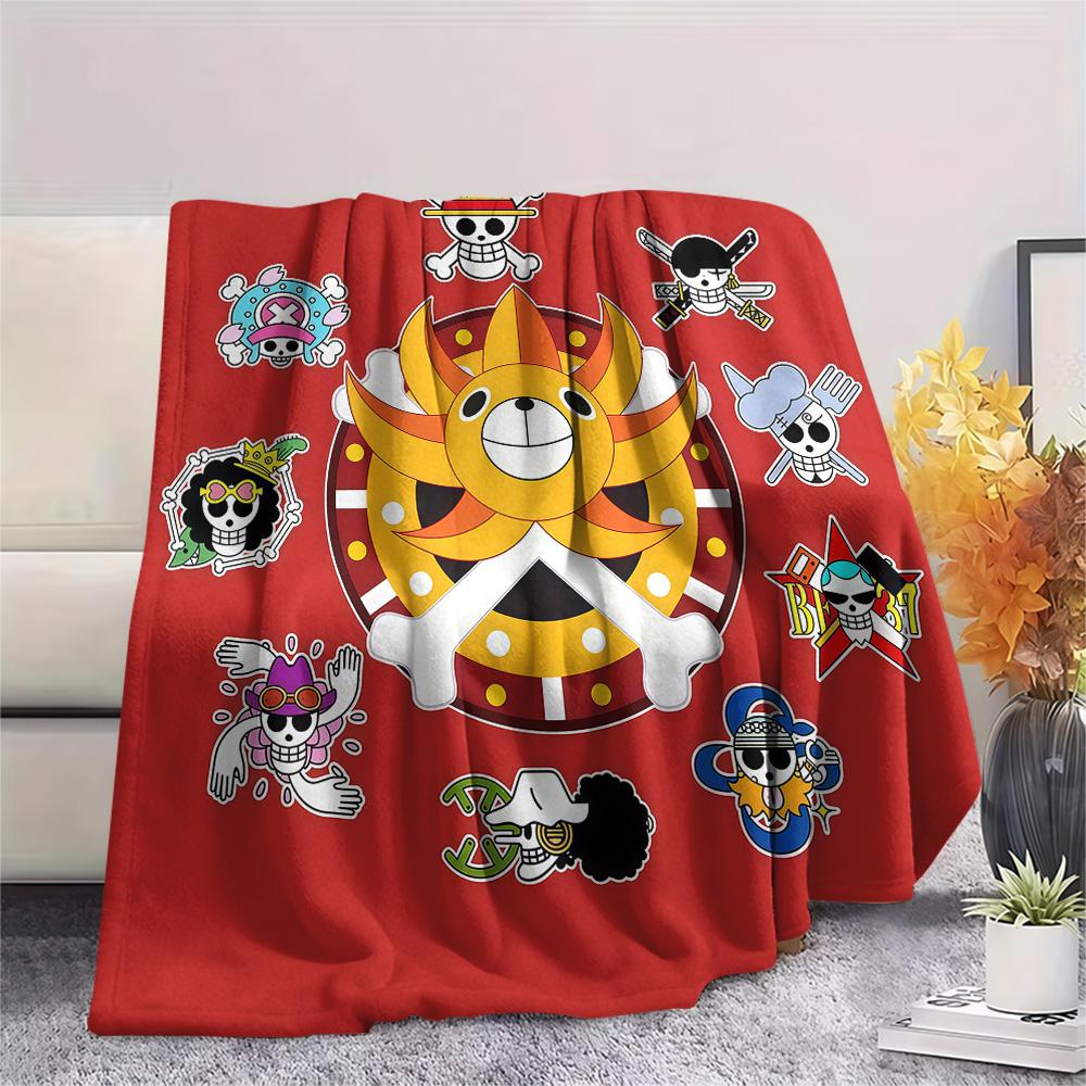 1PC One Piece Straw Hat Pirates Patterned Flannel Blanket Suitable For All Seasons For Home Decor Warmth And Comfort Gifts Holiday Present