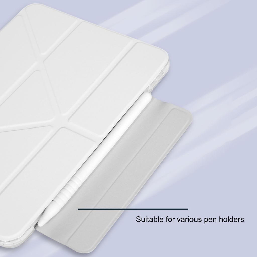 For iPad Air 11 (2025)/(2024) Case Origami Stand PU Leather Clear Back Tablet Cover with Pencil Holder