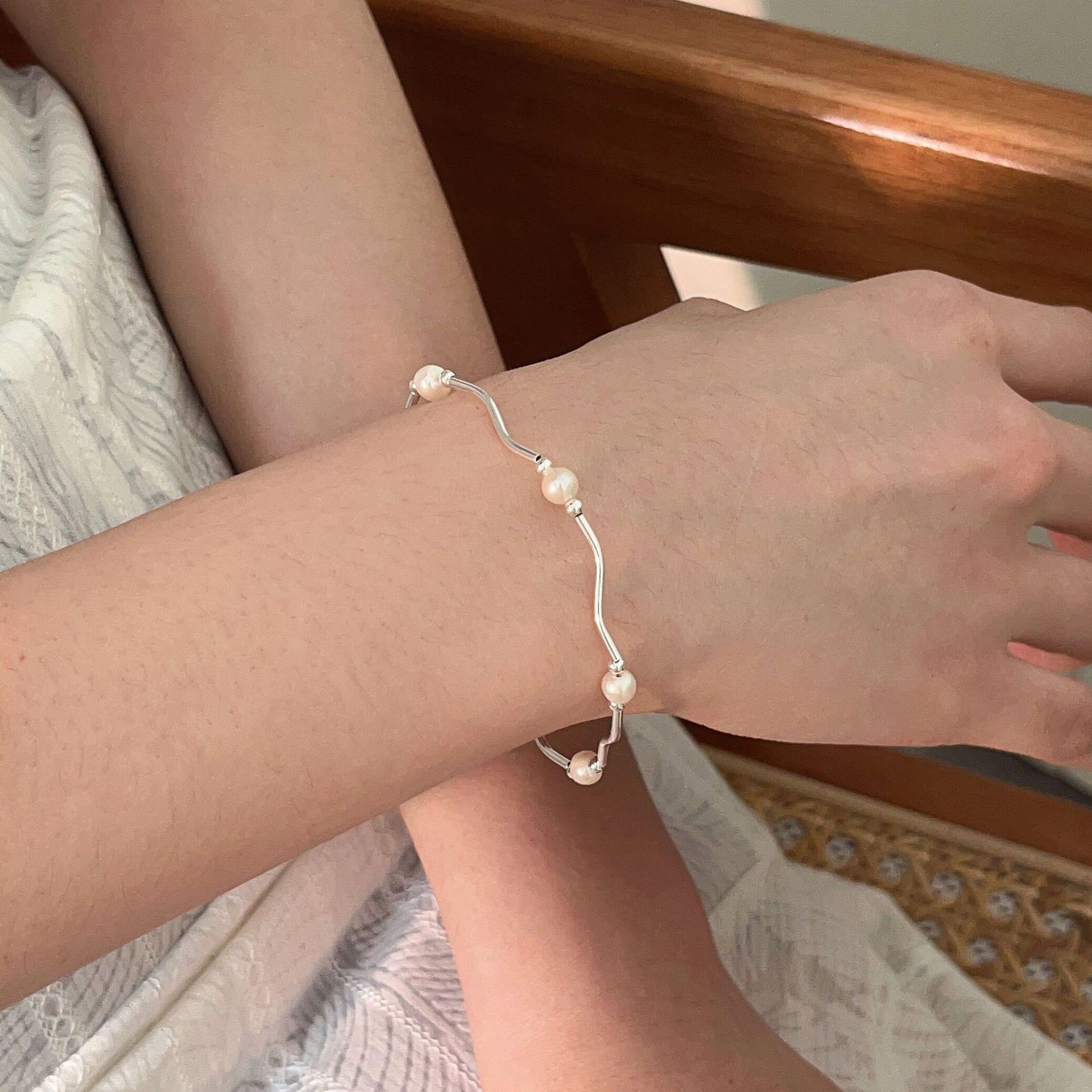 

Ожерелье женское из стерлингового серебра 925 пробы в стиле корейской волны с пресноводным жемчугом - Простой и элегантный дизайн 925 Silver