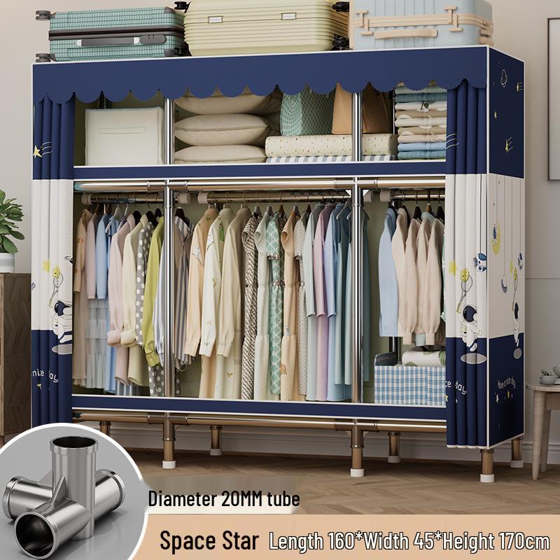 Sturdy Reinforced Steel Frame Fabric Wardrobe for Home & Bedroom Use