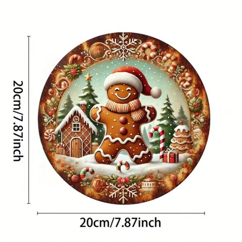 Vintage Iron Gingerbread Man Sign, 8 Inch Metal Wall Plaque for Christmas Halloween Home Decor, Farmhouse Cafe Bar Ornament