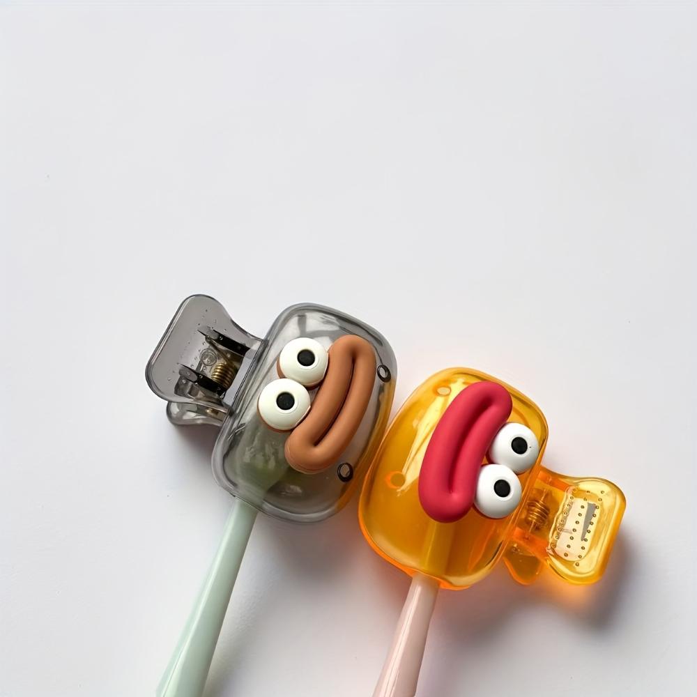 4PCS Sausage Mouth Toothbrush Head Covers Toothbrush Protector Cap Brush Pod Case Protective Portable Plastic Clip For Household