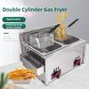 Large Capacity French Fryer Stall Fried Chicken Stove Commercial Gas Frying Machine Double Cylinder Deep Fryer