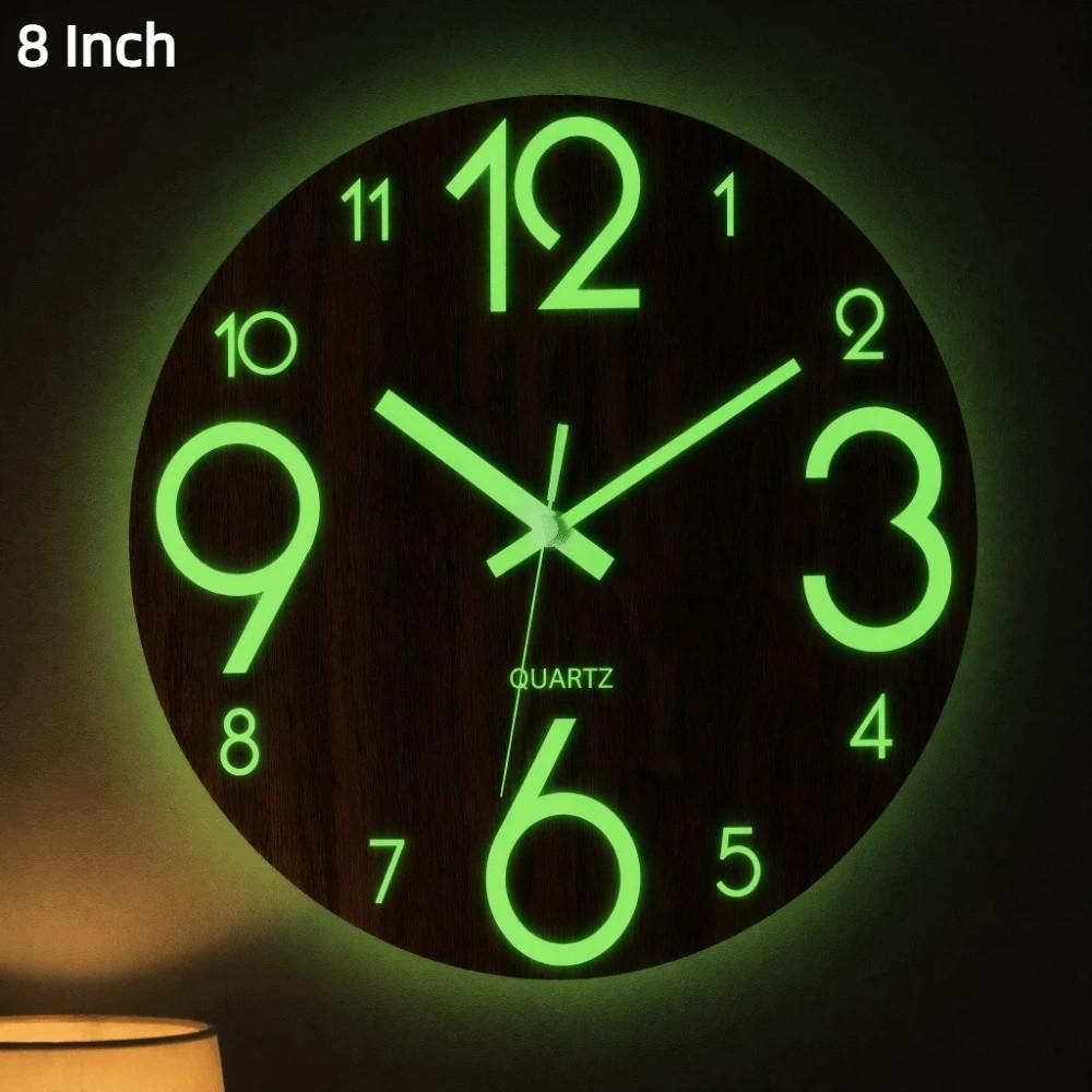 Silent Luminous Wall Clock 8 Inch Quartz Wall Clock Minimalist 3D Wall Clock Office