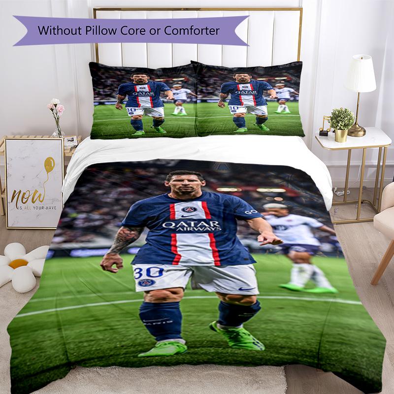 Messi Bedding Set Breathable Duvet Cover with Pillowcases Decorative Bed Linen for Bedroom Home Decoration Birthday Gift