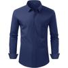 Men Solid Long Sleeve Dress Shirt with Black Buttons, 4-Way Stretch Wrinkle Free Business Formal Shirt, Cross-border Hot Selling Shirt