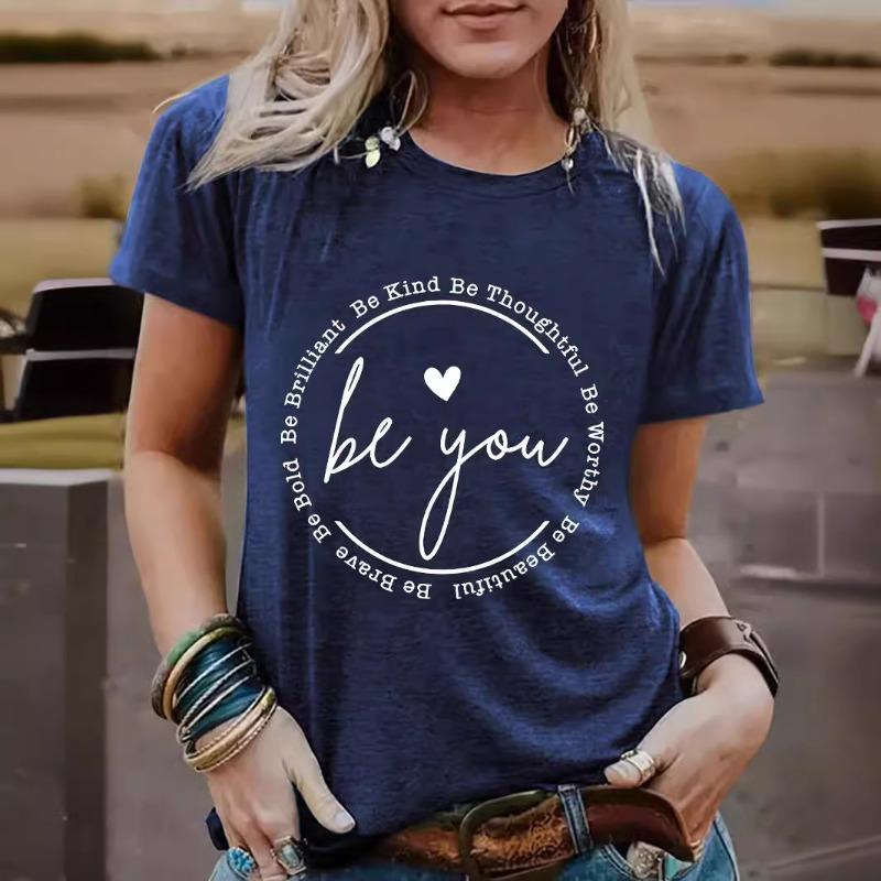 Women's Clothing Slogan Pattern Round-neck Short-sleeved Casual and Fashionable T-shirt