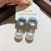 Diamond-inlaid Round Water Drop Light Luxury Jewelry Sets Women Pearl Earrings Versatile High-end Fashion Necklace French Retro