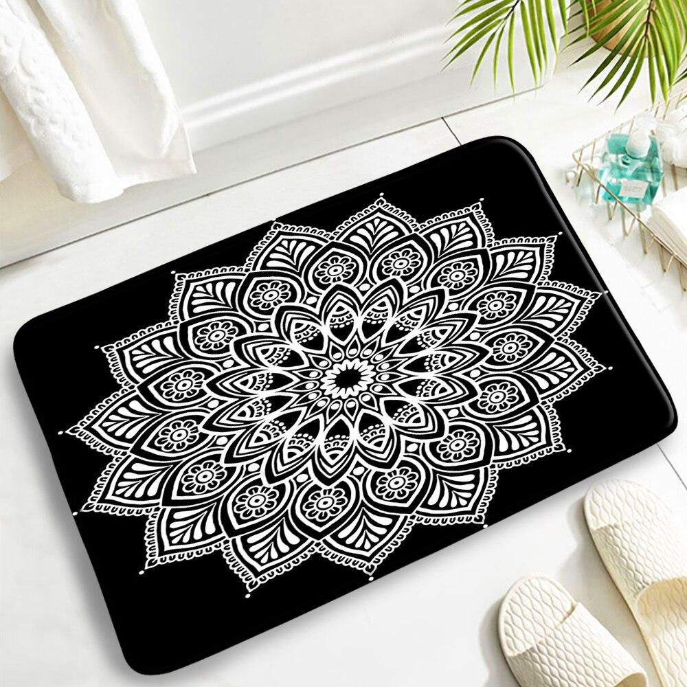 Boho Line Floral Doormat Swirl Pattern Zen Yoga Home Decor Carpet Soft Non-Slip Welcome Rug for Front Door Living Room 40x60cm