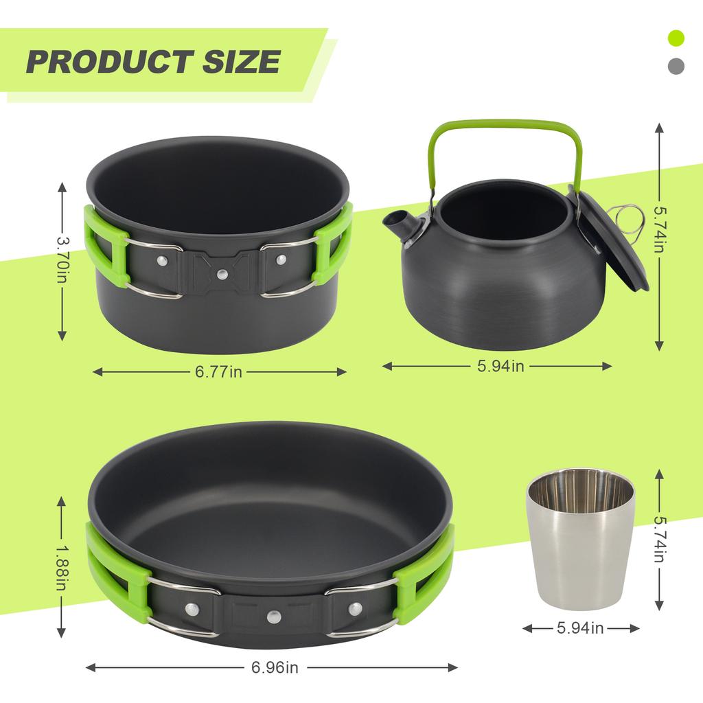 Induction Compatible Outdoor Cookware Set with Stainless Steel Cup for Easy Backpacking Picnic & Camping