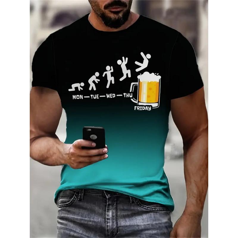 American cartoon gradual change color printing short-sleeved crew neck t-shirt, summer new loose versatile casual top