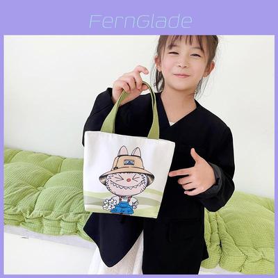 Labubu Canvas Bag For Kids With Breathable Material And Animal Print For Daily Use