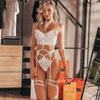 S-3XL  Erotic Bra + Thongs Garters Set Plus Size Women Lingerie Sex Underwear Set Porn Sex Costumes Transparent Lace Babydoll