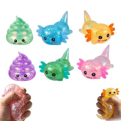 3Pcs Salamander Shit Squeeze Toy Stress Relief Glitter Salamander Poop Stress Ball Sensory Toy Decompression Fidget Toy Party Favors