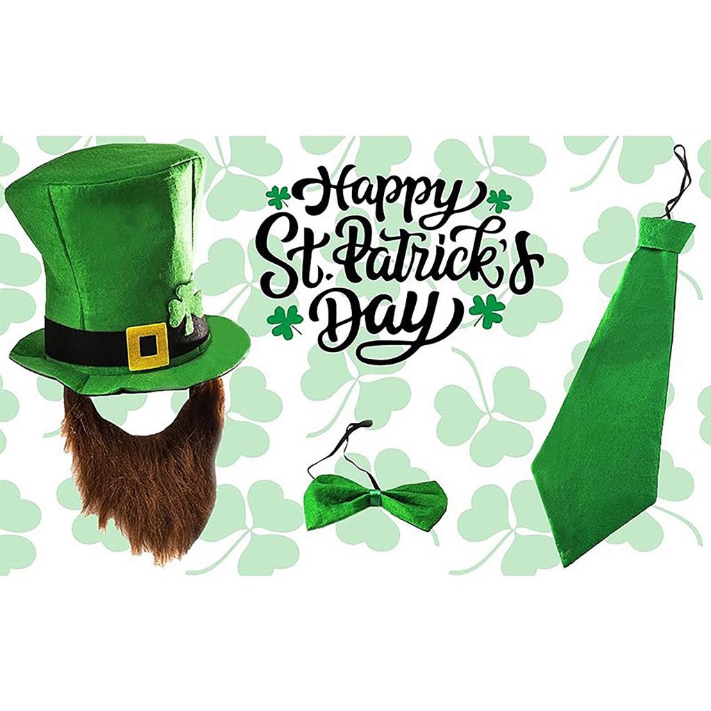 Three-piece St. Patrick Square Button Top Hat Tie Bow Party Accessory Set