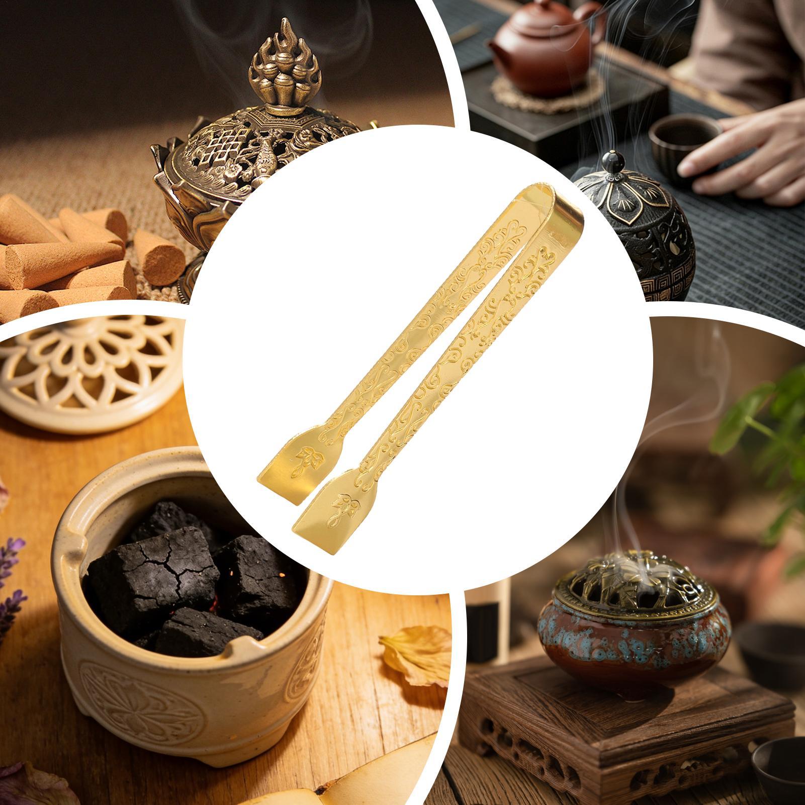 Charcoal Burner Tweezers Long Metal Comfortable Gripping Small Tongs for Incense Charcoal for Enthusiasts Home Fragrance Lovers жёлтый