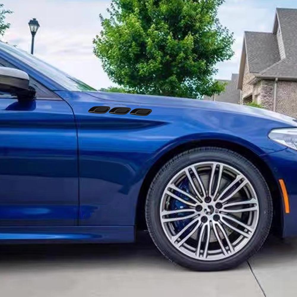 6pcs Car Trim Decorative Bumper Carbon Fiber Side Vent Decal Truck Auto Motor Hood Vent Accessories