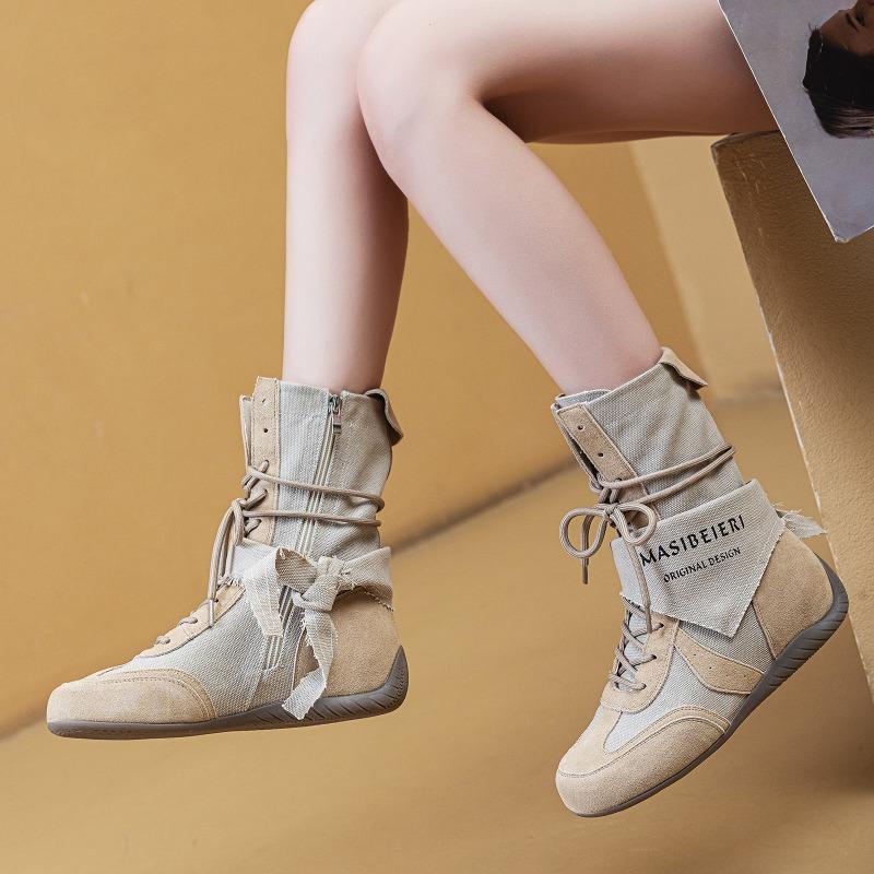 Small heightening platform boots leather short boots retro outdoor tooling wasteland boxing Martin boots