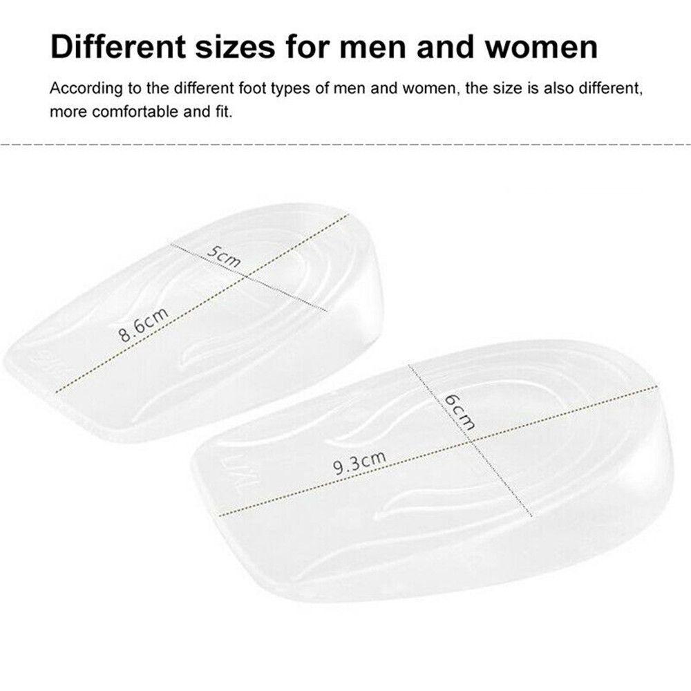 Pair 1~3cm Portable Invisible Soft Taller Height Increase Shoe Insoles Silicone Gel Heel Insert Pad