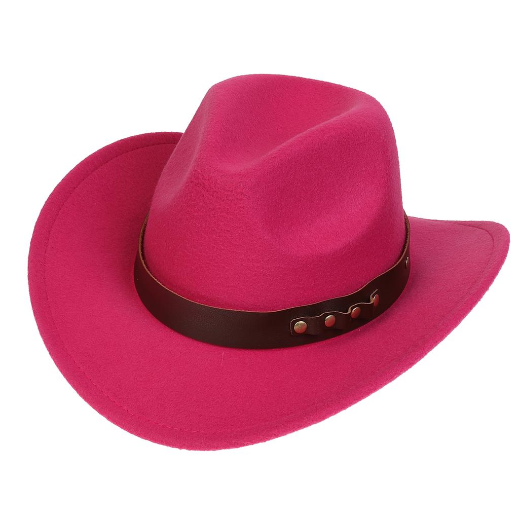 Women Men Western Cowboy Hat, Wide Curved Brim Felt Cowgirl Hat, Vintage Jazz Riding Hat, Removable Hat Belt, Head Circumference 56‑58cm