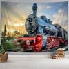VIKAMA Vintage Dampflokomotive Wandteppich Dämmerungsbahn Studienzimmer Wohnzimmer Akzentwand Dekoration Retro Industrieller Stil Dekor