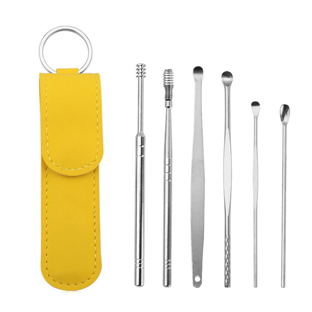 Stick Ear Clean Tool Stainless Steel Ear Wax Pickers Ear Cleaner Spring Ear Spoon Ear Curette Kit 02
