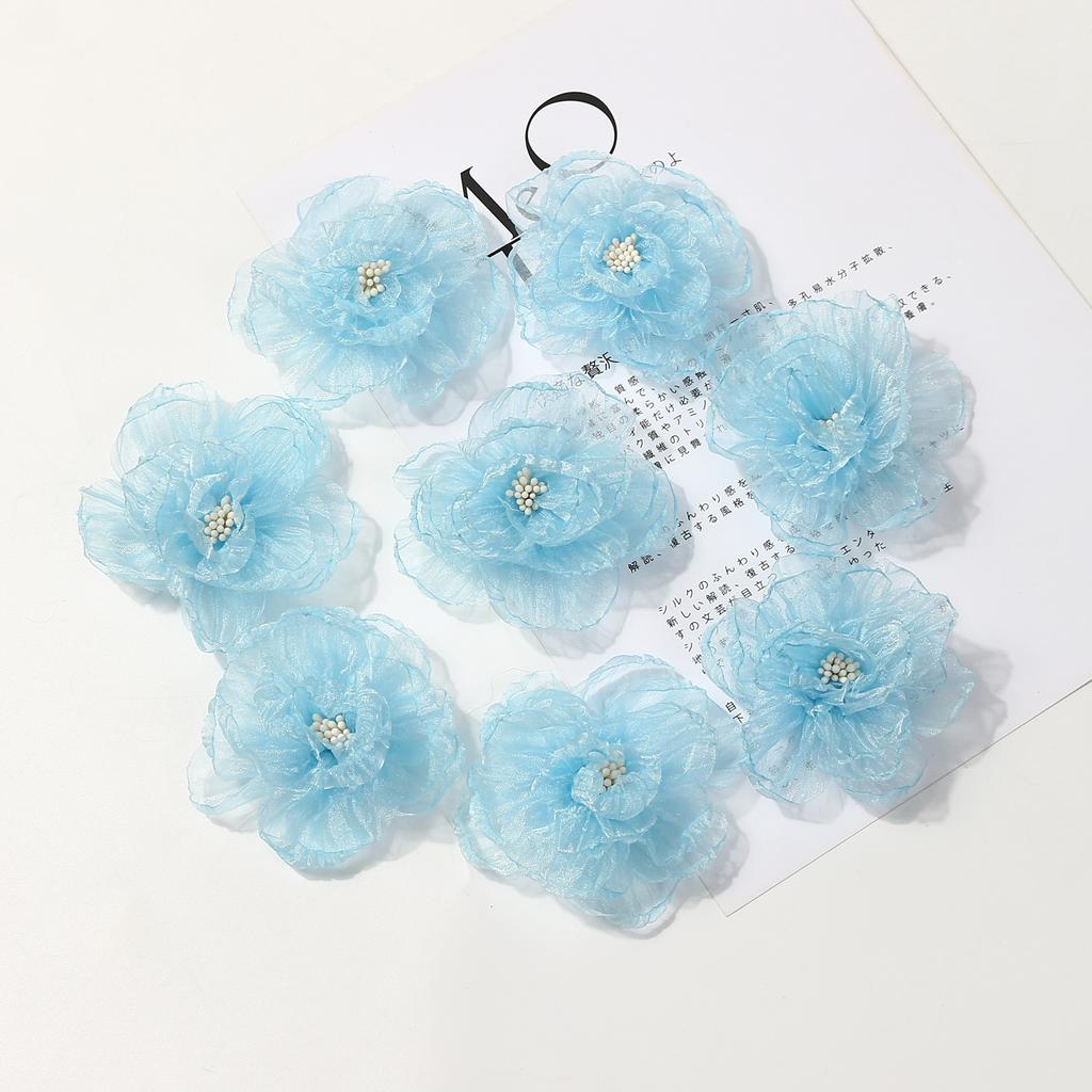 2/5Pcs 8cm Chiffon Fabric Flower For Hair Accessories Artificial Hairpin Accessories Flowers For Dress Wedding Bouquet Decor