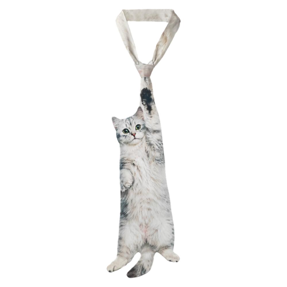3D Cat Cat-shaped Unisex's Tie Animal Pattern Novelty Kitten Necktie Lifelike Satin Fabric Creative Neck Tie For Party Wedding