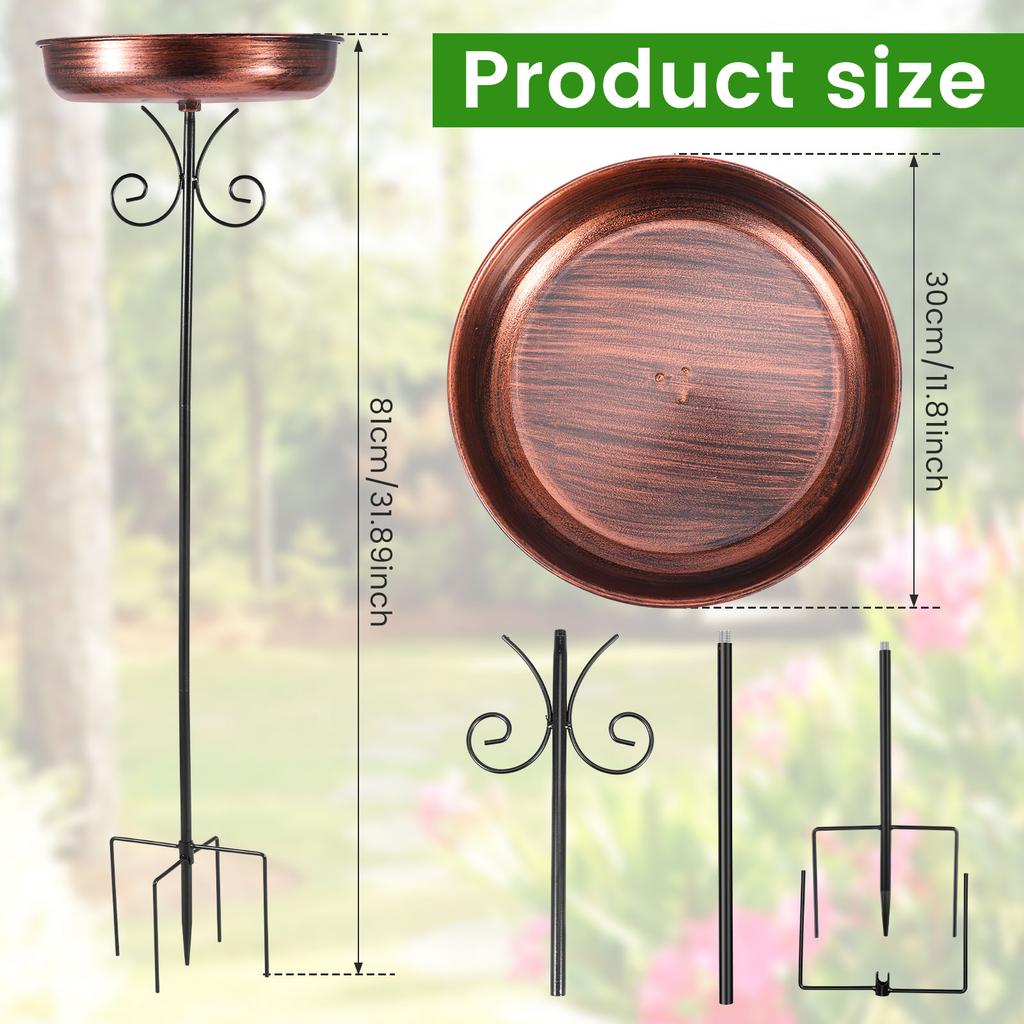 Garden Birdbath Metal Outdoor Standing Bird Bath 81CM Adjustable Height Bird Feeder Bowl for Home Patio Yard Garden Decoration