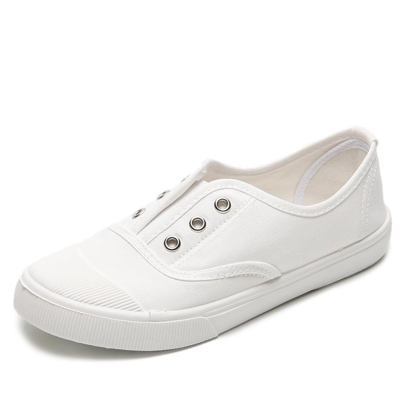 2025 Women's Casual Slip-On Canvas Shoes - Versatile White Flats