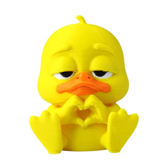 Funny Expression Decor 3D Printed Yellow Duck Figurine, Statue with Vivid Expressions, Modern Home Accent Cute Miniature Desktop Ornaments for Office