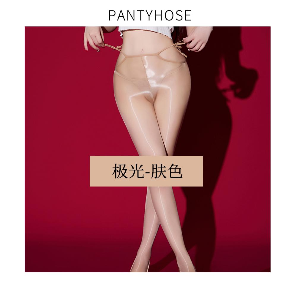 

Sexy Women Bandage lace Up Elastic Pantyhose Low Waist Sheer See Through Stockings Maid Tights Oil Glossy Shiny Pantyhose Y16501YY-One Size