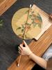Retro Bamboo Waist Fan, Chinese Style Hanfu Round Fan, Rollable Round Fan, Hand-Printed Bamboo Silk, Convenient Waist-Hanging Fan