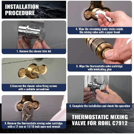 Brass Replacement Thermostatic Cartridge Shower Mixer Valve Bar Repair Kit Bathroom Water Temperature Control Faucet Cartridges