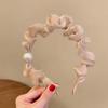 New Fashion Black Mesh Ruffle Pearl Headband For Women Girls Korean Sweet Lace Pleated Hoop Hair Band Hair Accessories