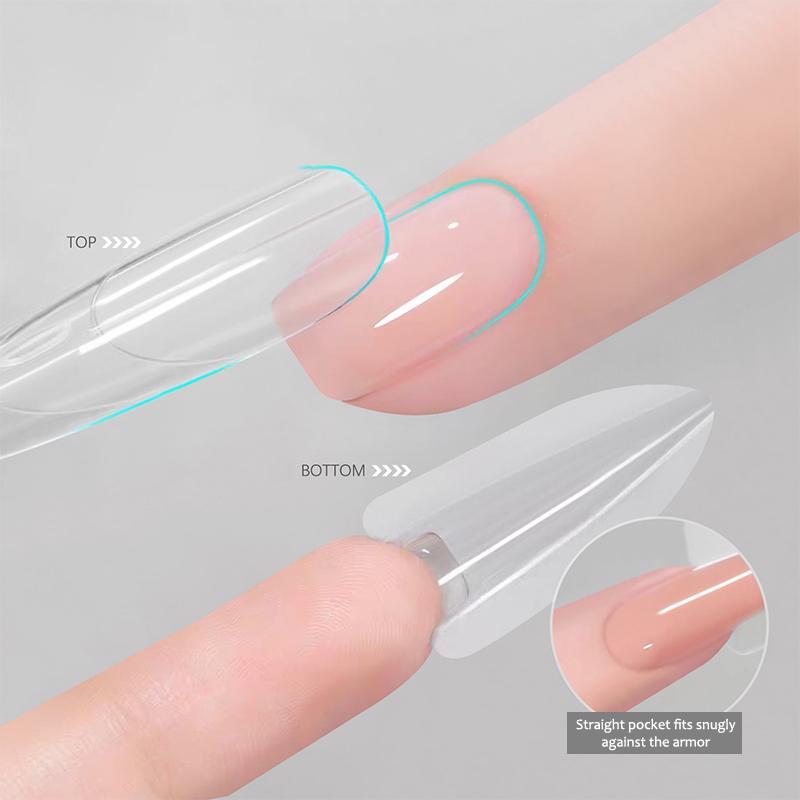 180pcs/3Box Sandwich Dual Nail Forms 15Size Quick Extensions-Dual Forms T-shaped Ellipse Manicure Forms Top Mold Bottom Mold
