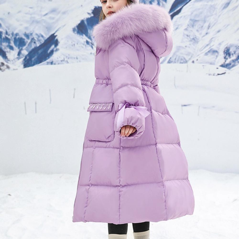 Children's Down Jacket, Winter Clothing, Girls' Coat with Large Fur Collar