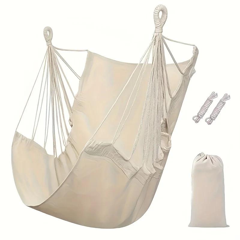 1Pcs Portable Fabric Hammock Swing Chair with Anti Rollover Storage Bag for Indoor Outdoor Garden Patio Dormitory Leisure