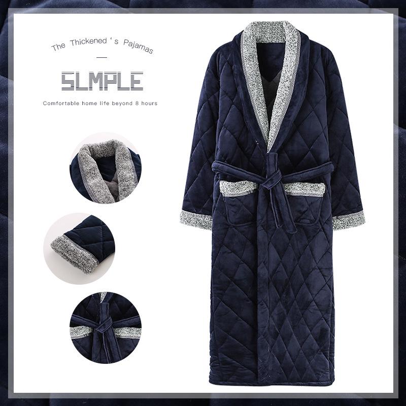 

Чоловіча дуже довга стьобана фланелева зимова піжама та флісовий халат з підкладкою XXL (160-180 lbs)