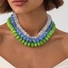 KunJoe 14 Colors Bohemian Trendy Casual Dopamine Resin Bead Necklace Charm Chunky Jewelry Suitable for Women Daily Vacation Wear
