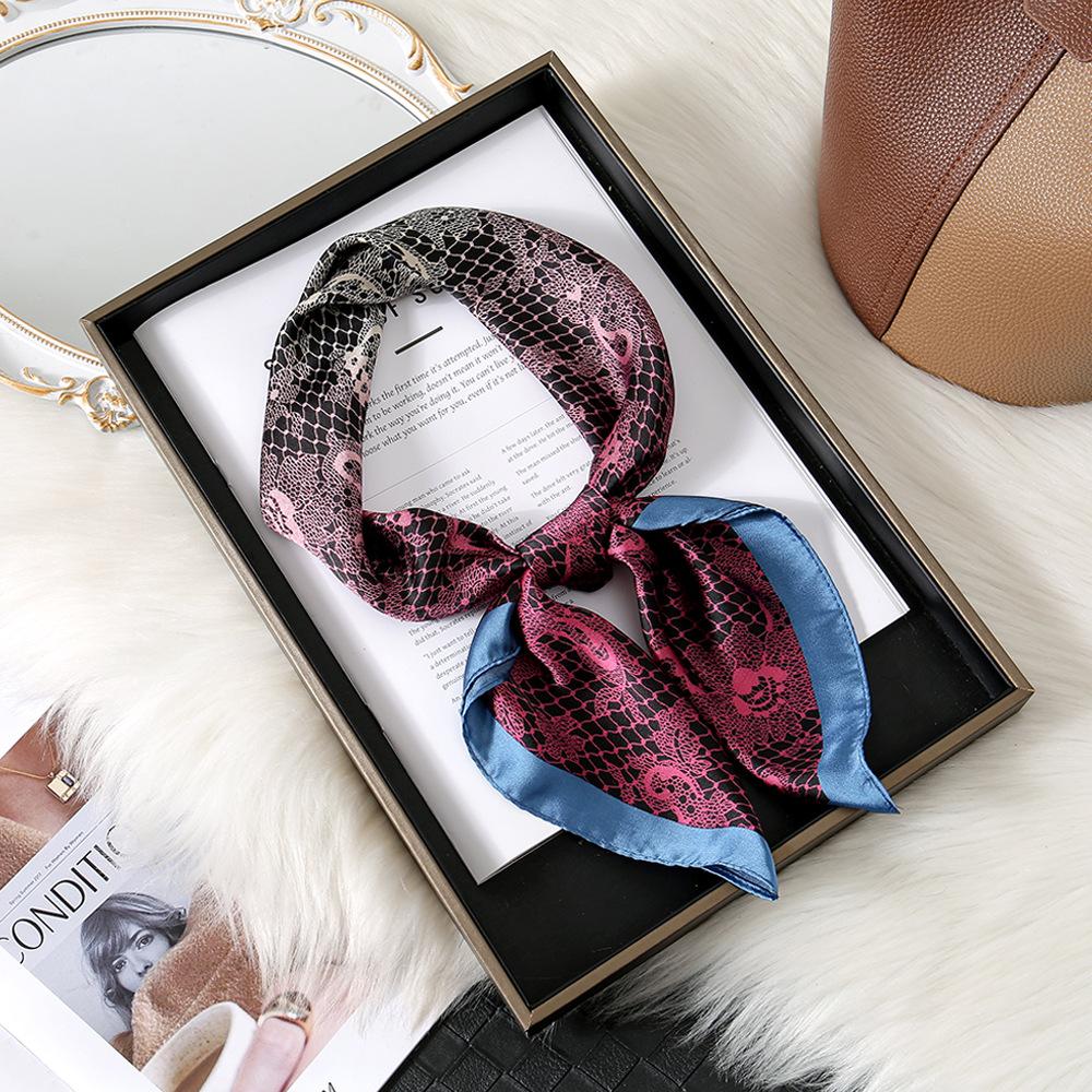Camellia Flower Simple Silk Scarf Female Shanghai Story Thin Mom High-End Small Square Scarf Scarf